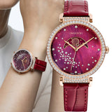 Swarovski Passage Moon Phase Red Dial Red Leather Strap Watch for Women - 5613323 Authentic Buy Shop Now