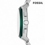 Fossil Everett Chronograph Green Dial Silver Steel Strap Watch for Men - FS5964 Authentic Buy Shop Now