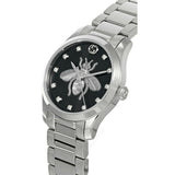 Gucci G Timeless Quartz Diamonds Black Dial Silver Steel Strap Watch For Women - YA1265024 Authentic Buy Shop Now