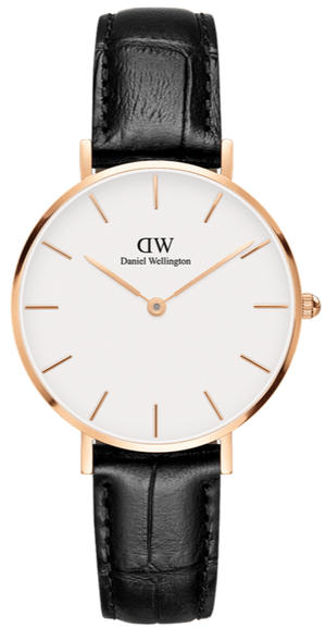 Daniel Wellington Classic Petite Reading White Dial Black Leather Strap Watch For Women - DW00100229 Authentic Buy Shop Now