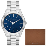 Michael Kors Slim Runway Analog Blue Dial Silver Steel Strap Watch for Men - MK1060 Authentic Buy Shop Now