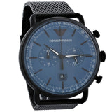 Emporio Armani Aviator Chronograph Blue Dial Black Mesh Bracelet Watch For Men - AR11201 Authentic Buy Shop Now