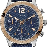 Guess Marina Chronograph Blue Dial Blue Denim Strap Watch For Women - W1057L1 Authentic Buy Shop Now