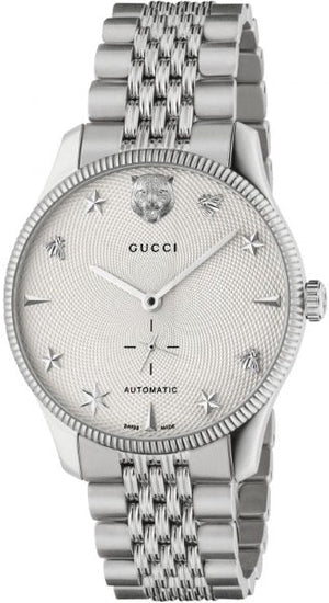 Gucci G Timeless Automatic Silver Dial Silver Steel Strap Watch for Men - YA126354 Authentic Buy Shop Now