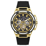 Guess Matrix Multifunction Gold Dial Black Rubber Strap Watch For Men - GW0423G2 Authentic Buy Shop Now