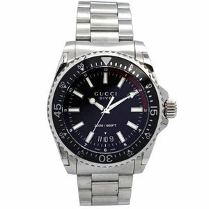 Gucci Dive Quartz Black Dial Silver Steel Strap Watch For Men - YA136212 Authentic Buy Shop Now
