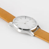 Calvin Klein City Silver Dial Light Brown Leather Strap Watch For Women- K2G23120 Authentic Buy Shop Now