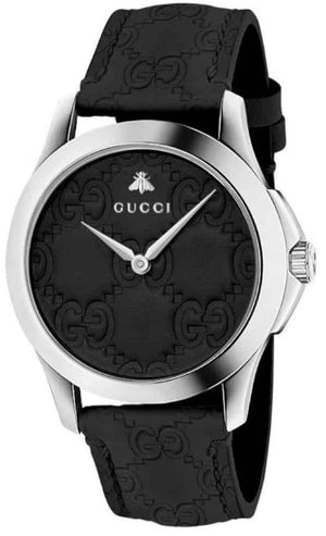 Gucci G Timeless Quartz Black Dial Black Leather Strap Watch For Men - YA1264031 Authentic Buy Shop Now