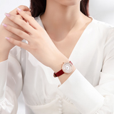 Emporio Armani Two-Hand Analog White Dial Red Leather Strap Watch For Women - AR11532 Authentic Buy Shop Now