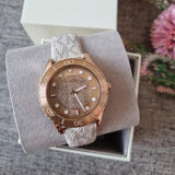 Michael Kors Runway Quartz Rose Gold Dial White Leather Strap Watch For Women - MK6980 Authentic Buy Shop Now