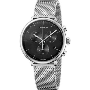 Calvin Klein High Noon Chronograph Black Dial Silver Mesh Bracelet Watch for Men - K8M27121 Authentic Buy Shop Now