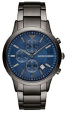 Emporio Armani Renato Chronograph Blue Dial Grey Steel Strap Watch For Men - A11215 Authentic Buy Shop Now