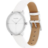 Calvin Klein Accent Silver Dial White Leather Strap Watch for Women - K2Y2X1K6 Authentic Buy Shop Now