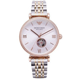 Emporio Armani Gianni T-Bar Analog White Dial Two Tone Steel Strap Watch For Women - AR60019 Authentic Buy Shop Now