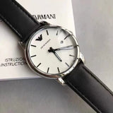 Emporio Armani Luigi White Dial Black Leather Strap Watch for Men - AR1694 Authentic Buy Shop Now
