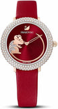 Swarovski Crystal Frost Red Dial Red Leather Strap Watch for Women - 5519226 Authentic Buy Shop Now