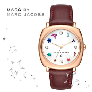 Marc Jacobs Mandy White Dial Brown Leather Strap Watch for Women - MJ1598 Authentic Buy Shop Now