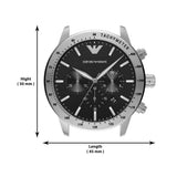 Emporio Armani Mario Chronograph Black Dial Silver Steel Strap Watch For Men - AR11241 Authentic Buy Shop Now