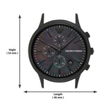 Emporio Armani Renato Chronograph Mother of Pearl Black Dial Black Steel Strap Watch For Men - AR11275 Authentic Buy Shop Now