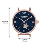 Emporio Armani Meccanico Gianni T Bar Blue Dial Rose Gold Steel Strap Watch For Women - AR60043
