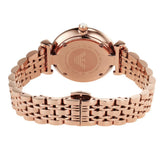 Emporio Armani Gianni T-Bar Crystals Silver Dial Rose Gold Steel Strap Watch For Women - AR11446 Authentic Buy Shop Now