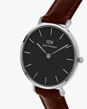 Daniel Wellington Classic Petite St Mawes Black Dial Brown Leather Strap Watch For Women - DW00100237 Authentic Buy Shop Now