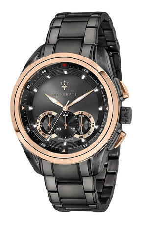 Maserati Traguardo 45mm Gun Metal Stainless Steel Black Watch For Men - R8873612016 Authentic Buy Shop Now