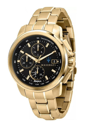 Maserati Successo Black Dial Gold Stainless Steel Watch For Men - R8873645002 Authentic Buy Shop Now
