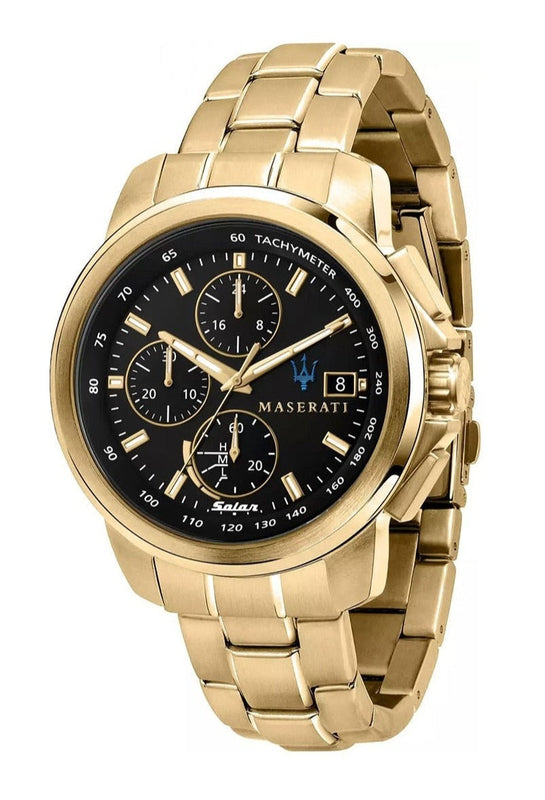Maserati Successo Black Dial Gold Stainless Steel Watch For Men - R8873645002 Authentic Buy Shop Now