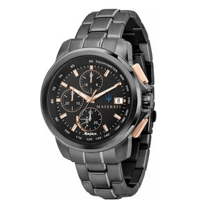 Maserati Successo Solar Black Dial Grey Steel Strap Watch For Men - R8873645001 Authentic Buy Shop Now