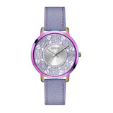 Guess Dahlia Analog Silver Dial Purple Leather Strap Watch For Women - GW0529L4 Authentic Buy Shop Now