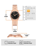 Michael Kors Lennox Three Hand Black Dial Rose Gold Steel Strap Watch For Women - MK7392 Authentic Buy Shop Now