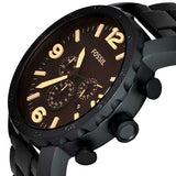 Fossil Nate Chrongraph Ion Plated Black Dial Black Steel Strap Watch for Men - JR1356 Authentic Buy Shop Now