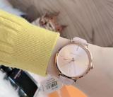 Michael Kors Jayne Three Hand Rose Gold Dial Pink Leather Strap Watch For Women - MK7130 Authentic Buy Shop Now