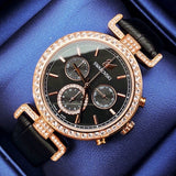 Swarovski Era Journey Chronograph Black Dial Black Leather Strap Watch for Women - 5295320 Authentic Buy Shop Now