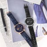 Tommy Hilfiger Weston Chronograph Blue Dial Blue Leather Strap Watch For Men - 1710503 Authentic Buy Shop Now