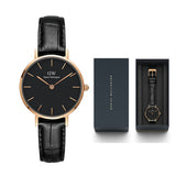 Daniel Wellington Classic Petite Reading Black Dial Black Leather Strap Watch For Women - DW00100223 Authentic Buy Shop Now