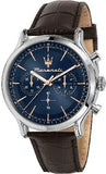 Maserati Epoca Chronograph Blue Dial Brown Leather Strap Watch For Men - R8871618014 Authentic Buy Shop Now