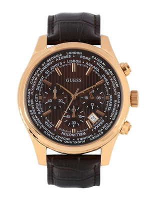 Guess Pursuit Chronograph Brown Dial Brown Leather Strap Watch for Men - W0500G3 Authentic Buy Shop Now