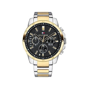 Tommy Hilfiger Decker Chronograph Black Dial Two Tone Steel Strap Watch for Men - 1791559 Authentic Buy Shop Now