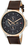 Tommy Hilfiger Shawn Multifunction Grey Dial Brown Leather Strap Watch for Men - 1791615 Authentic Buy Shop Now