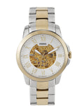 Fossil Grant Automatic Skeleton White Dial Two Tone Steel Strap Watch for Men - ME3112 Authentic Buy Shop Now
