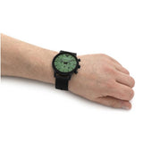 Emporio Armani Luigi Chronograph Green Dial Black Mesh Bracelet Watch For Men - AR11470 Authentic Buy Shop Now