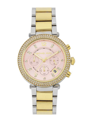 Michael Kors Parker Pink Dial Two Tone Steel Strap Watch for Women - MK6140 Authentic Buy Shop Now