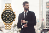 Michael Kors Bayville Chronograph Black Dial Gold Steel Strap Watch For Men - MK8726 Authentic Buy Shop Now