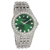 Bulova Phantom Classic Baguette Green Dial Silver Steel Strap Watch for Men - 96A253 Authentic Buy Shop Now