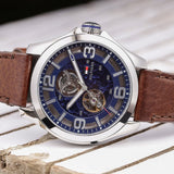 Tommy Hilfiger Bruce Analog Blue Dial Brown Leather Strap Watch for Men - 1791278 Authentic Buy Shop Now