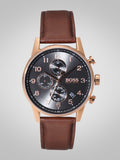 Hugo Boss Navigator Grey Dial Brown Leather Strap Watch for Men - 1513496 Authentic Buy Shop Now