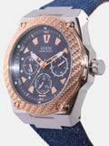 Guess Legacy Analog Blue Dial Blue Denim Strap Watch for Men - W1058G1 Authentic Buy Shop Now