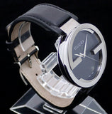 Gucci Interlocking G Iconic Black Dial Black Leather Strap Watch For Men - YA133205 Authentic Buy Shop Now